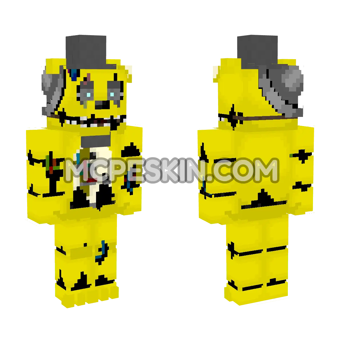 Withered Freddy Fazbear Fnaf 4D Minecraft Bedrock skin