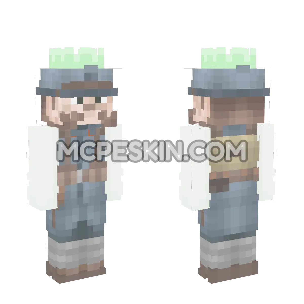 WW1 French Army Soldier with White & Green Top Hat & Cape 4D Minecraft Bedrock skin