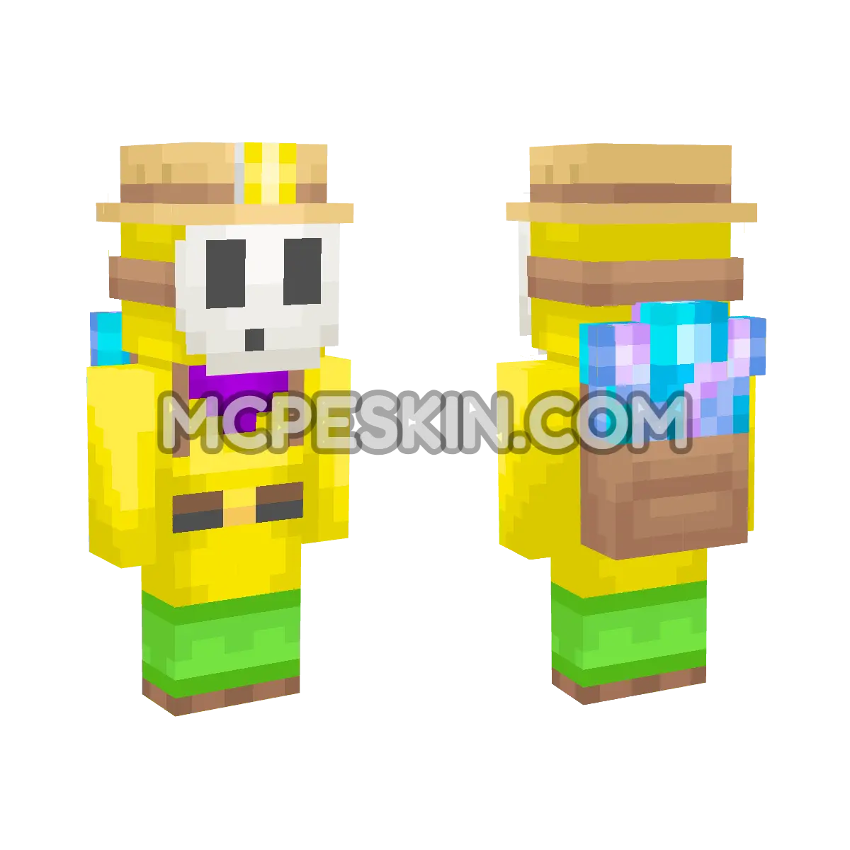 Yellow Shy Guy (Explorer) 4D Minecraft Bedrock skin