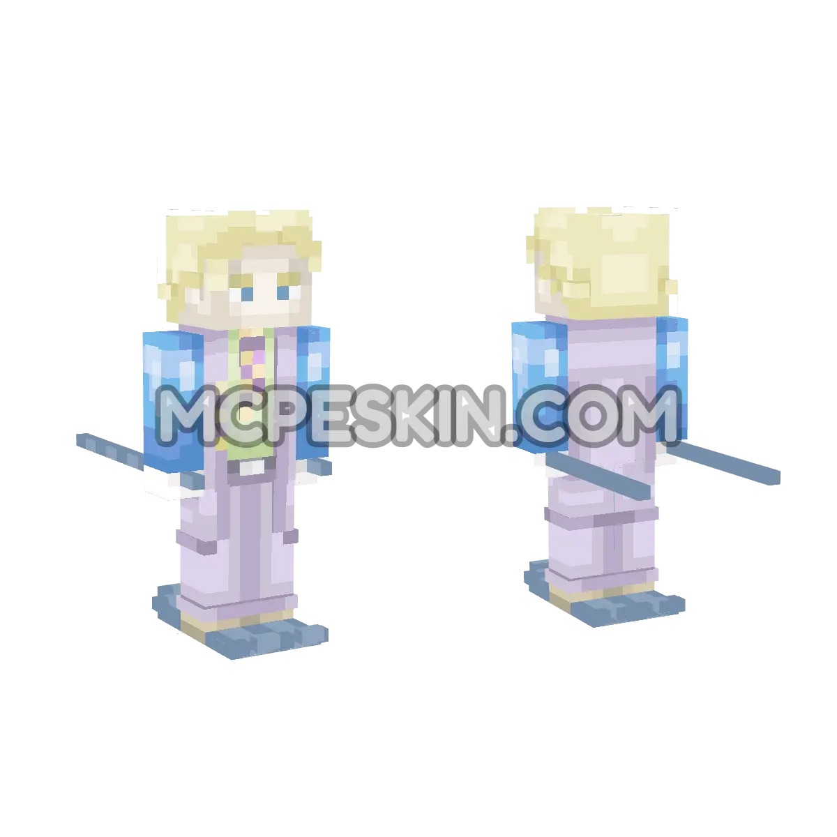 Yoshikage Kira Part with Skis & Ski Poles 4D Minecraft Bedrock skin