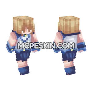 Anime Girl Blue Outfit Minecraft Bedrock skin