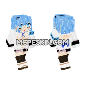 Blue Haired Anime Girl Minecraft Bedrock skin