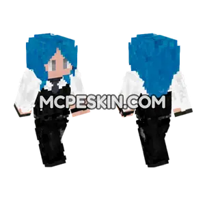 Blue Haired Maid Outfit Minecraft Bedrock skin