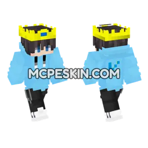 Blue Hoodie King Boy Minecraft Bedrock skin