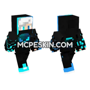 Blue Neon Cool Boy Minecraft Bedrock skin
