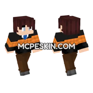 Brown Jacket and Orange Stripes Minecraft Bedrock skin