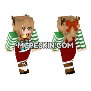 Christmas Reindeer Girl Minecraft Bedrock skin
