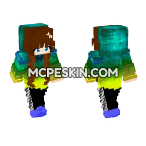 Cyan Yellow Minecraft Bedrock skin