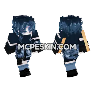 Dark Blue Hooded Figure Minecraft Bedrock skin