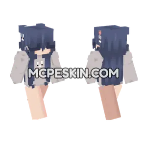 Dark Blue Hoodie Girl Minecraft Bedrock skin
