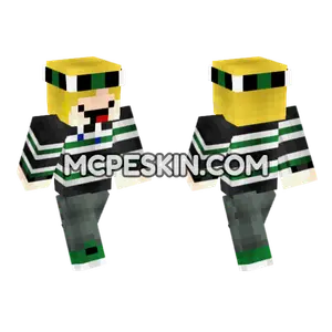 Evbo Green Striped Outfit Minecraft Bedrock skin