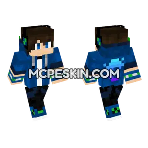 Gamer 11 Blue Hoodie Minecraft Bedrock skin