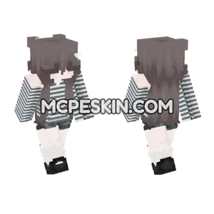 Gray Striped Sweater Girl Minecraft Bedrock skin