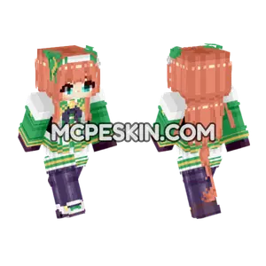 Green and White Maid Outfit Minecraft Bedrock skin