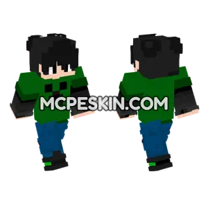 Green Creeper Hoodie Boy Minecraft Bedrock skin