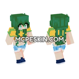 Green Haired Girl Minecraft Bedrock skin