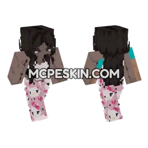 Hello Kitty Pajamas Black Girl Minecraft Bedrock skin
