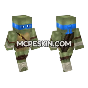 Leonardo Teenage Mutant Ninja Turtle Minecraft Bedrock skin