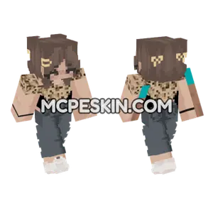 Leopard Print Hoodie Girl Minecraft Bedrock skin