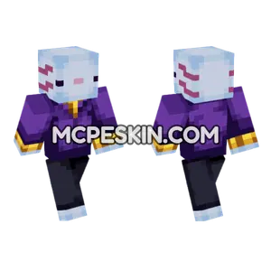 Light Blue Axolotl Minecraft Bedrock skin