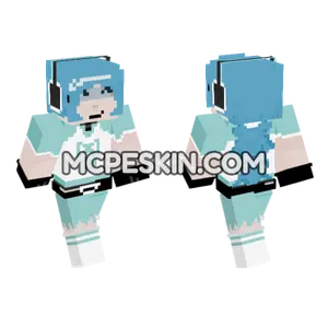 Light Blue Hair Girl Minecraft Bedrock skin