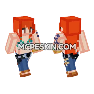 Nami Orange Hair Minecraft Bedrock skin