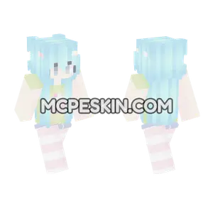 Pastel Blue Hair Girl Minecraft Bedrock skin