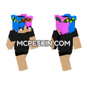 Pink and Blue Hair Minecraft Bedrock skin