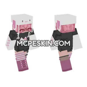 Pink Bunny Girl Minecraft Bedrock skin