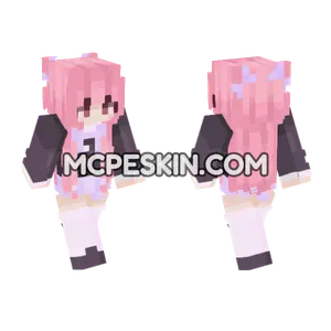 Pink Hair Girl Minecraft Bedrock skin