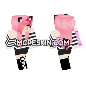 Pink Haired Girl Minecraft Bedrock skin