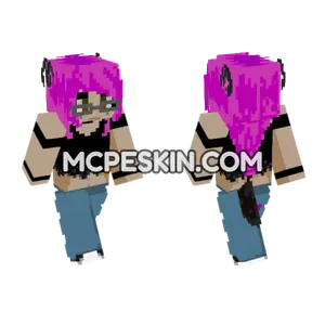 Pink Haired Wolf Girl Minecraft Bedrock skin