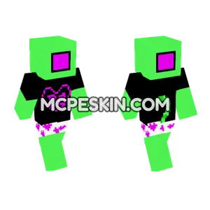 Pink Heart Cat Minecraft Bedrock skin
