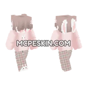 Pink Plaid Bunny Girl Minecraft Bedrock skin