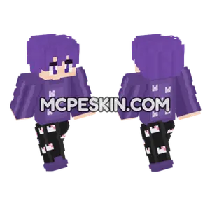 Purple Hoodie Girl Minecraft Bedrock skin