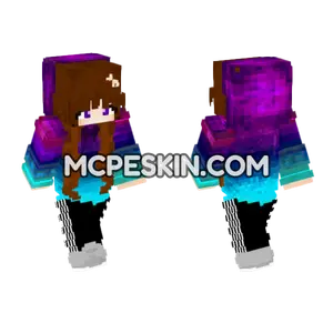 Purple Light Blue Girl Minecraft Bedrock skin