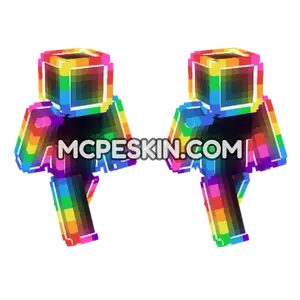 Rainbow Block Man Minecraft Bedrock skin