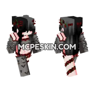 Red and White Ghost Girl Minecraft Bedrock skin