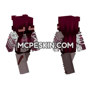 Red and White Girl Minecraft Bedrock skin