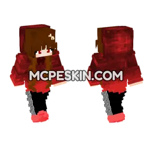 Red Anime Girl Minecraft Bedrock skin