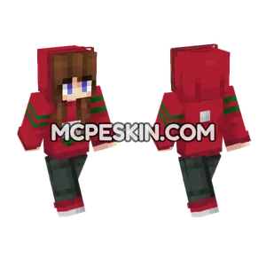 Red Christmas Girl Minecraft Bedrock skin