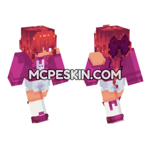 Red Haired Purple Girl Minecraft Bedrock skin
