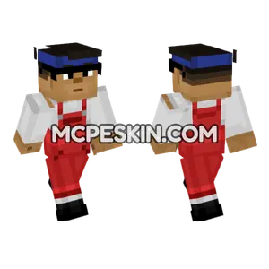 Red Overalls Boy Minecraft Bedrock skin