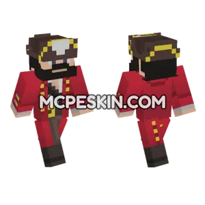 Red Pirate Captain Minecraft Bedrock skin