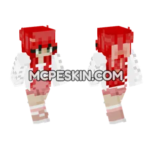 Red Strawberry Girl Minecraft Bedrock skin