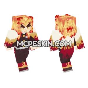 Rengoku Kyojuro With Cape Minecraft Bedrock skin