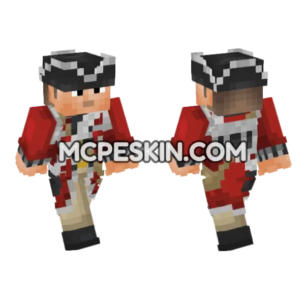 1700s British Red Coat Minecraft Bedrock skin, front and back