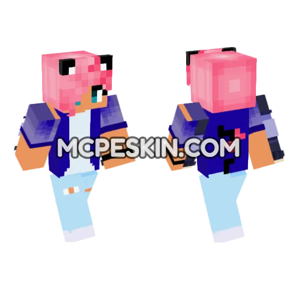 A Touch Of Pink Minecraft Bedrock skin, front and back