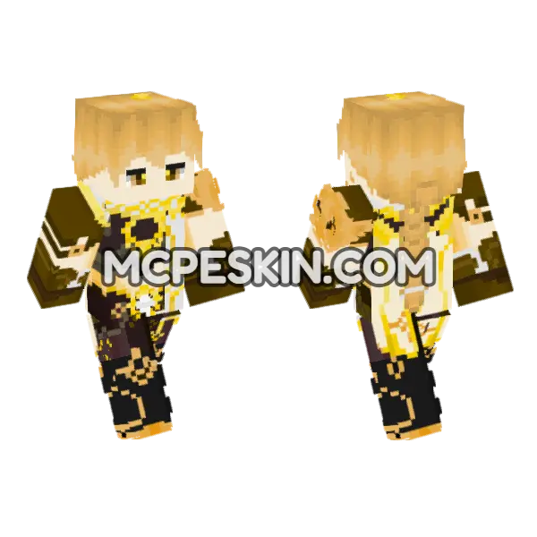 Aether Genshin Impact Minecraft Bedrock skin, front and back