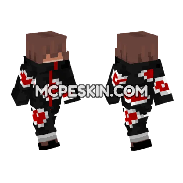 Akatsuki Cloak Skin Minecraft Bedrock skin, front and back